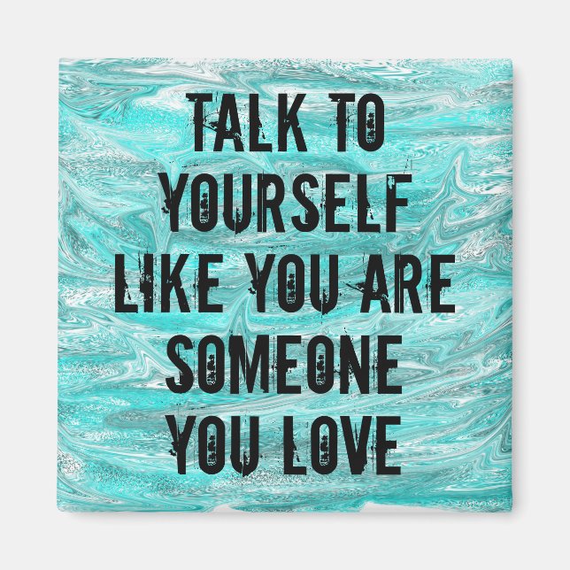Blue watercolor positive quote magnet (Front)