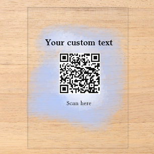 blue watercolor QR scan code add custom text rusti Acrylic Invitations