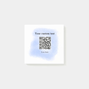 blue watercolor QR scan code add custom text rusti Post-it Notes