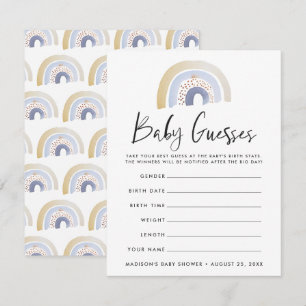 Blue Watercolor Rainbow Baby Shower Guessing Game
