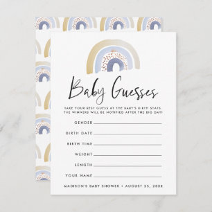 Blue Watercolor Rainbow Baby Shower Guessing Game