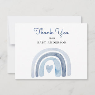 Blue Watercolor Rainbow Baby Shower Thank You