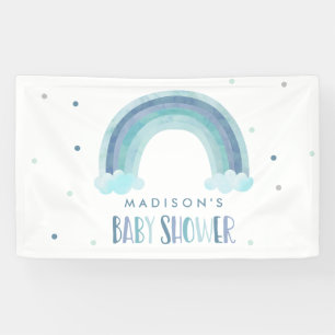 Blue Watercolor Rainbow Baby Shower Welcome Banner