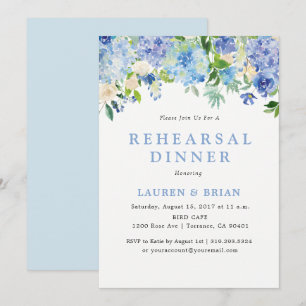 Blue Watercolor Rehearsal Dinner Invitation
