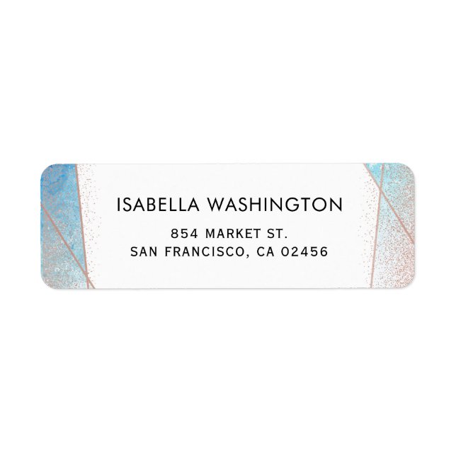 Blue Watercolor & Rose Gold Geometric Wedding (Front)