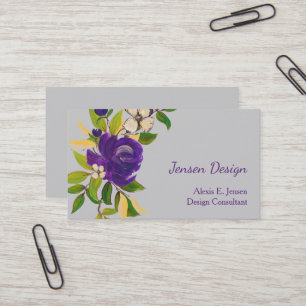 Blue Watercolor Rose Professional Business Card
