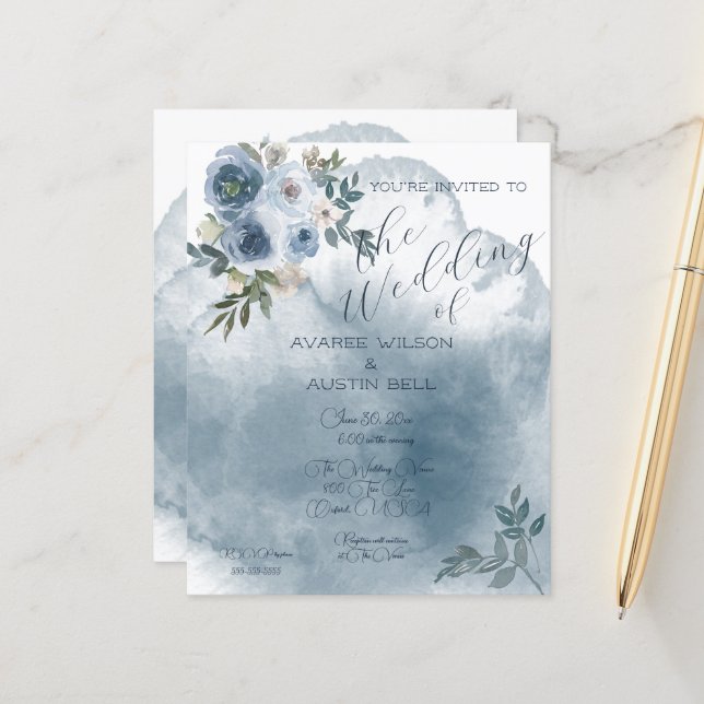  Blue Watercolor Roses (Front/Back In Situ)