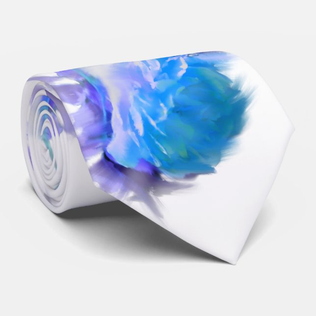 Blue watercolor roses blue flower blue floral tie (Rolled)