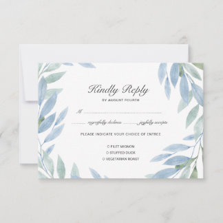 Blue Watercolor RSVP Card with Meal Choice