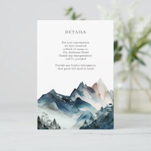 Blue Watercolor Rustic Mountains Details Enclosure Card