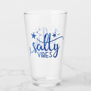 Blue Watercolor Salty Vibes Beach Pint Glass