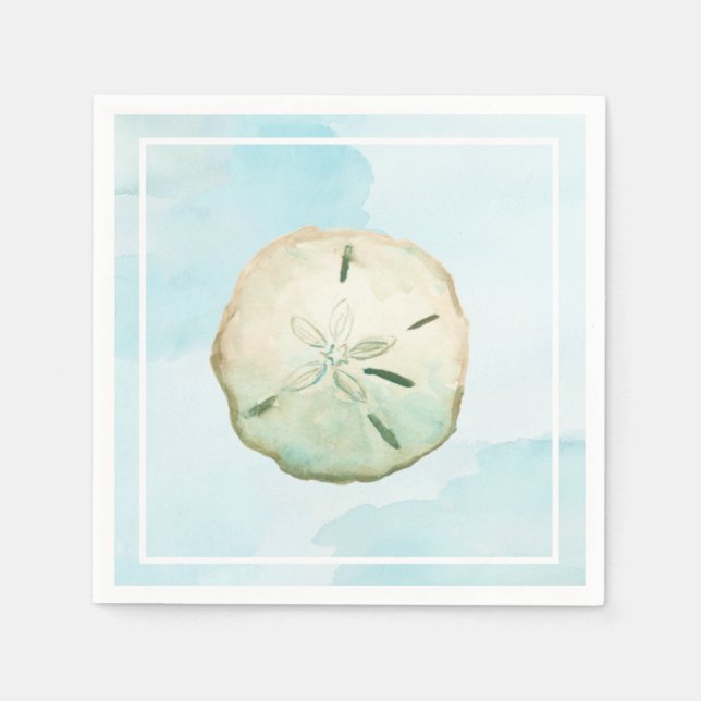 Blue Watercolor Sand Dollar Napkin (Front)