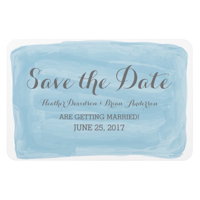 Blue Watercolor Save the Date Magnet (Horizontal)