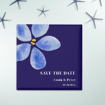 Blue Watercolor Save The Date Wedding Magnet<br><div class="desc">Simple and elegant watercolor save the date wedding magnet. The illustration of the blue flower is perfect to go with your blue themed wedding. Illustrated and designed by Patricia Alvarez.</div>