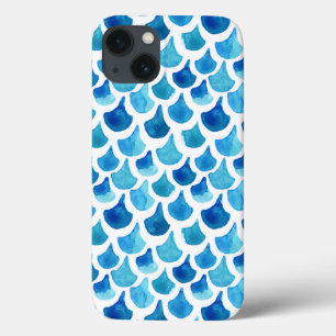 Blue Watercolor Scale Pattern iPhone 13 Case