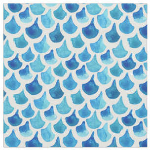 Blue Watercolor Scale Pattern Fabric