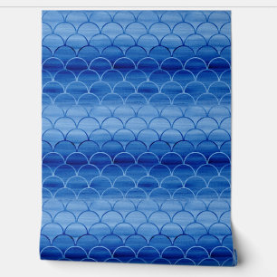 Blue Watercolor Scale Pattern Wallpaper
