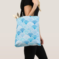 Blue Watercolor Seigaiha Waves Pattern