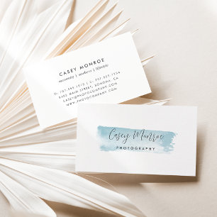Blue Watercolor Signature Script Business Card