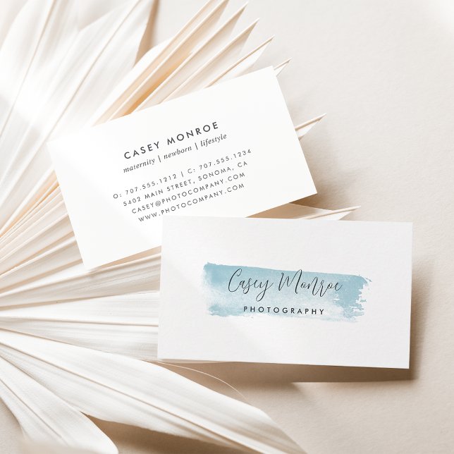 Blue Watercolor Signature Script Business Card (Creator Uploaded)