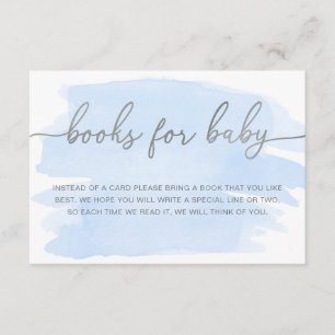 Blue Watercolor Silver Books Request Enclosure Card