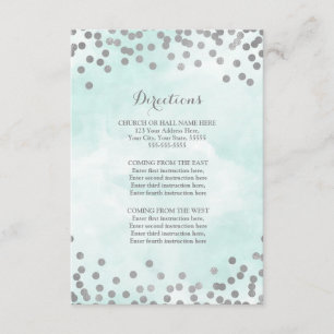 Blue Watercolor Silver Wedding Direction Insert