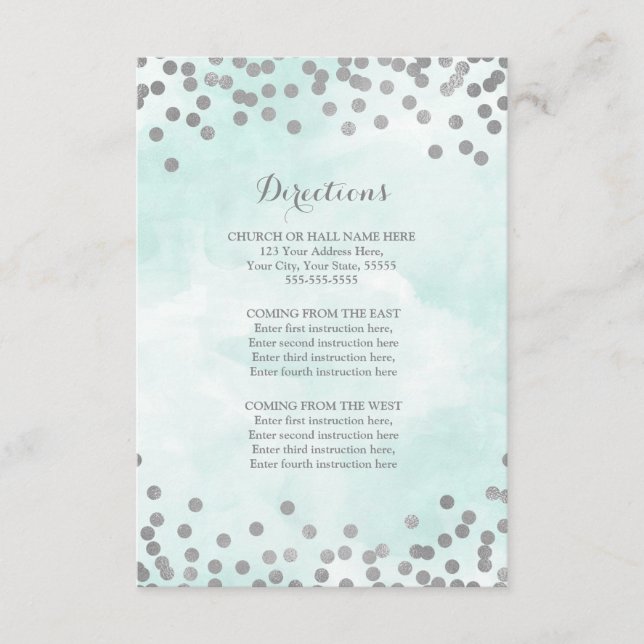 Blue Watercolor Silver Wedding Direction Insert (Front)