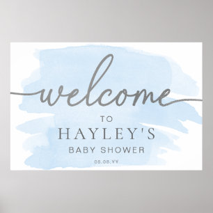 Blue Watercolor Silver Welcome Poster