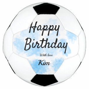 Blue watercolor simple birthday add your name cust football