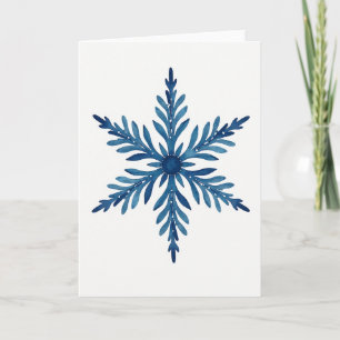Blue Watercolor Snowflake Card