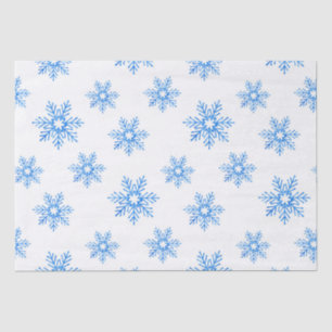 Blue Watercolor Snowflake Pattern  Tissue Paper