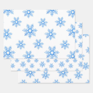 Blue Watercolor Snowflake Pattern   Wrapping Paper Sheet