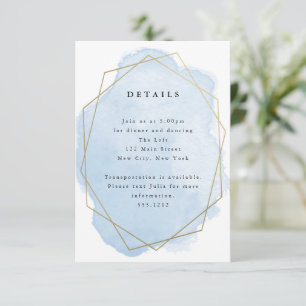 Blue Watercolor Splash, Gold Geo Frame Detail Card