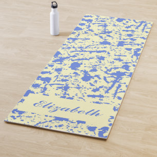 blue watercolor splatter design  yoga mat