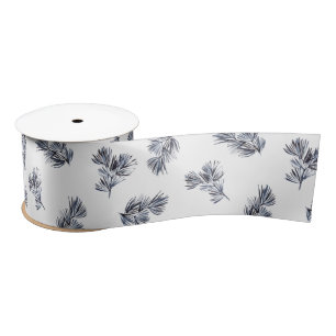 Blue Watercolor Sprig Satin Ribbon