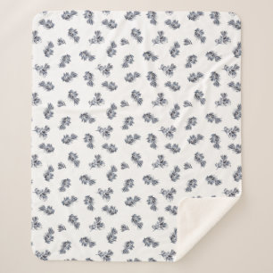 Blue Watercolor Sprig Sherpa Blanket