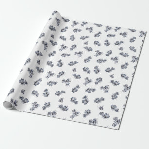 Blue Watercolor Sprig Wrapping Paper