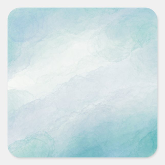Blue watercolor square sticker (Front)