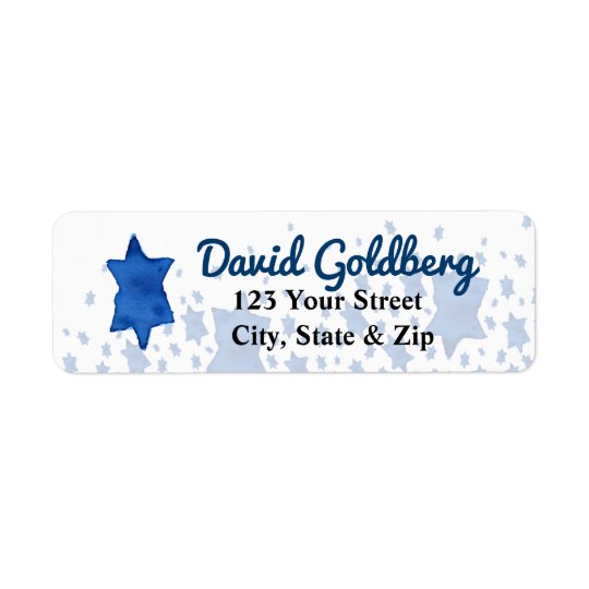 Blue Watercolor Star of David Return Address Label