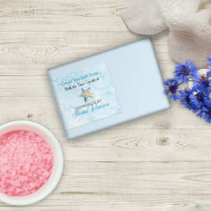 Blue Watercolor & Starfish Beach Soap Label