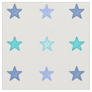 Blue watercolor stars fabric