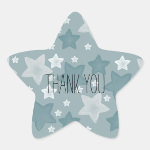 Blue Watercolor Stars thank you Star Sticker