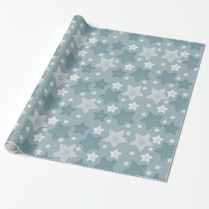 Blue Watercolor Stars Wrapping Paper