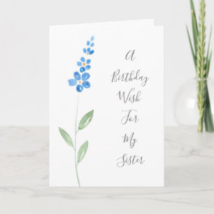  Blue Watercolor Stock Flower Card