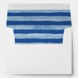 Blue Watercolor Stripe Lined Envelope