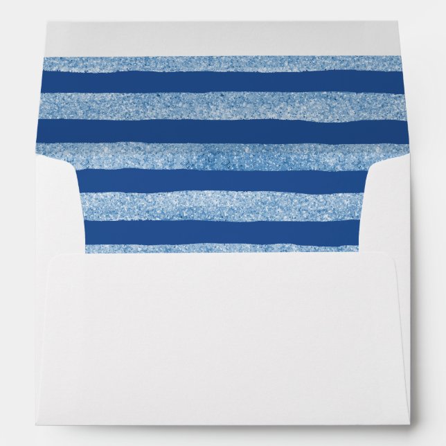 Blue Watercolor Stripe Lined Envelope (Back (Bottom))