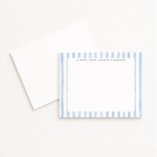 Blue Watercolor Striped Stationery Note Card