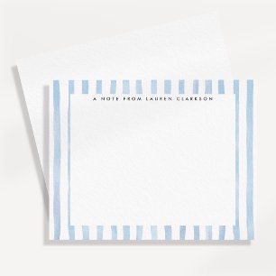 Blue Watercolor Striped Stationery Note Card