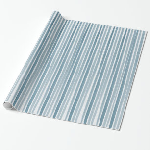 Blue Watercolor Stripes Baby Shower Wrapping Paper