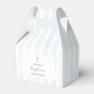 Blue Watercolor Stripes Baptism Favour Box